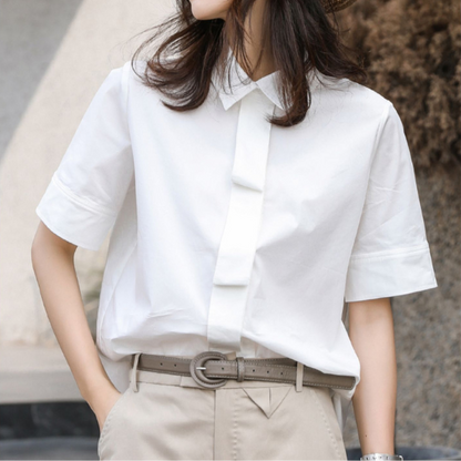 【4color】プリーツデザインシャツ X-033