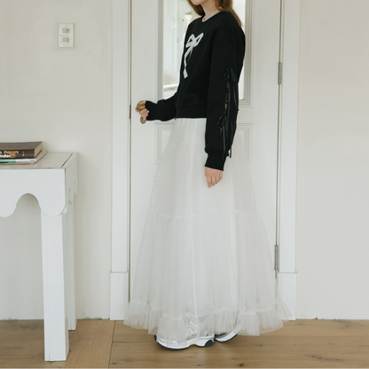 ラウンドネックリボンスウェットシャツ Z00138