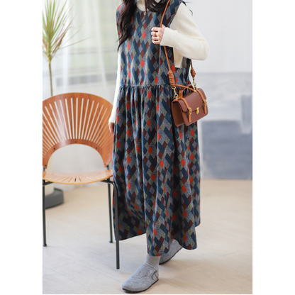 【２color】マルチカラースクエアパターンワンピース w-005