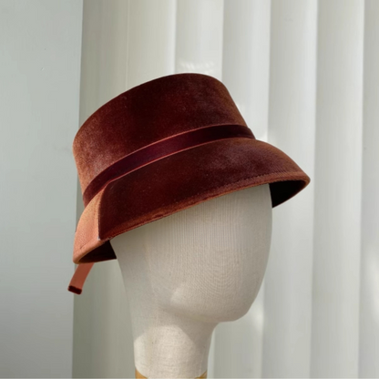 【2color】リボン付きベルベットハット Z00059