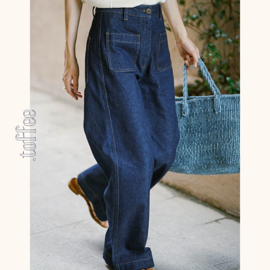 インディゴブルーワイドデニムパンツ　Z00404