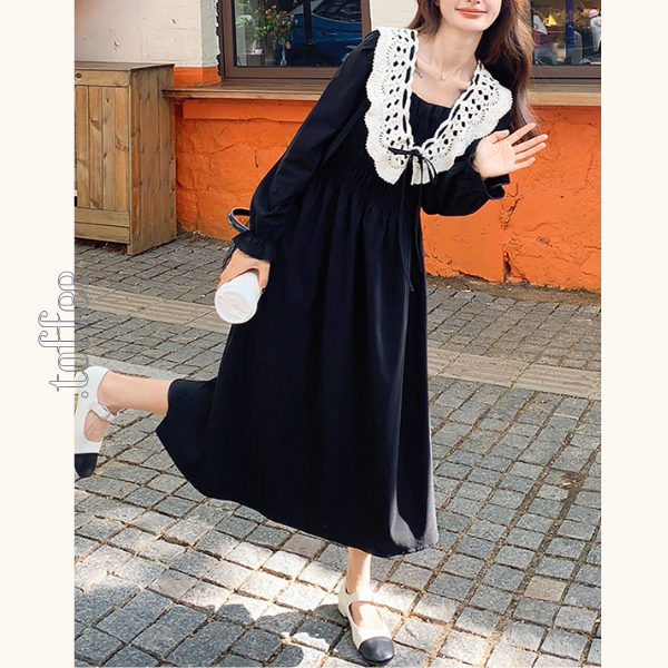 レース襟と歩く、午後の物語ワンピース《Z01154》