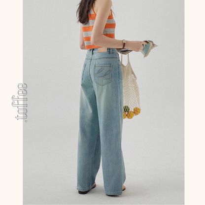 刺繍入りワイドデニムパンツ《Z01097》