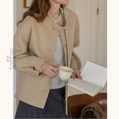 【2color】やさしい風にほどけるタイ付きショートコート《Z01174》