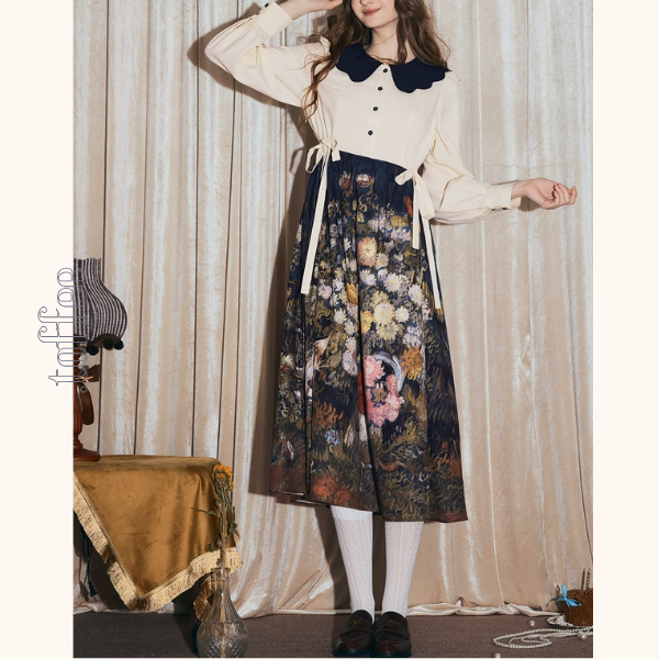 秋の庭に咲く詩・アートスカート《Z01148》