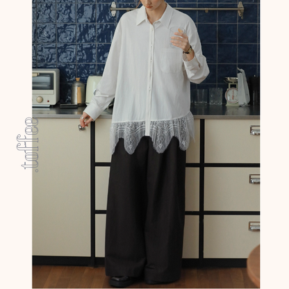 深みブラウンのシックワイドパンツ《Z01087》