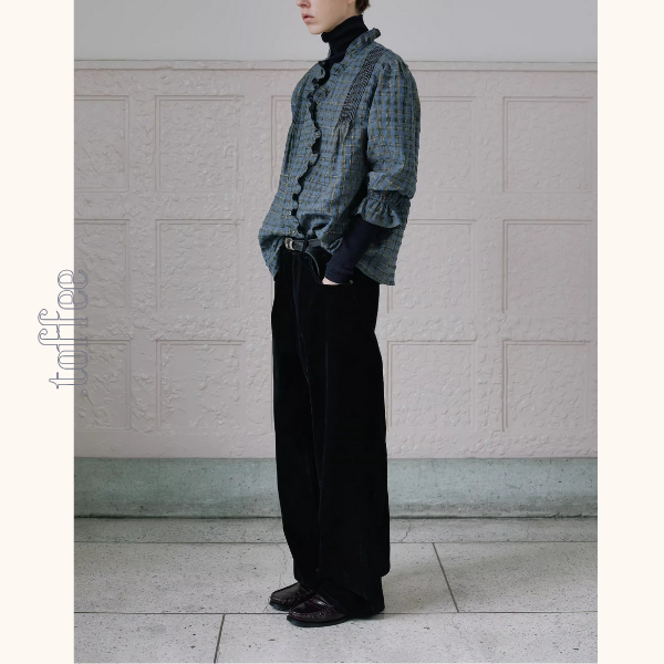 【3color】フリル×キャンディ袖のクラシックシャツ《Z01361》