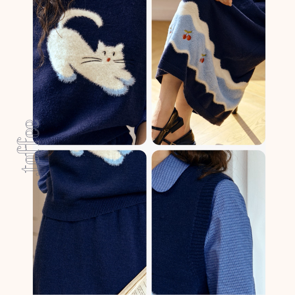 夢の上で跳ねる猫と小さな果実たちのセットアップ《Z01146》