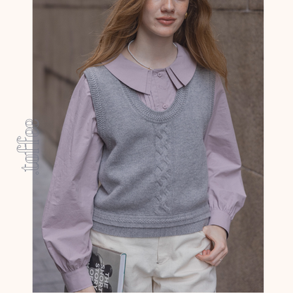 【2color】海辺の記憶を抱く二重襟ブラウス《Z01171》