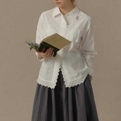 レース装飾ホワイトブラウス《Z00832》
