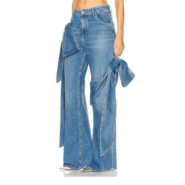 ビッグリボンウォッシュドデニムパンツ Z00301