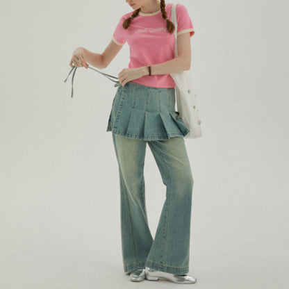 フェイクスカート＆デニムパンツの2点セット Z00312