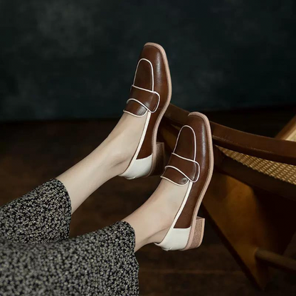 【２color】スクエアトゥコントラストシューズ　AU-286