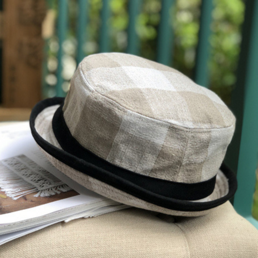 ギンガムチェックショートプリムハット　AU-108