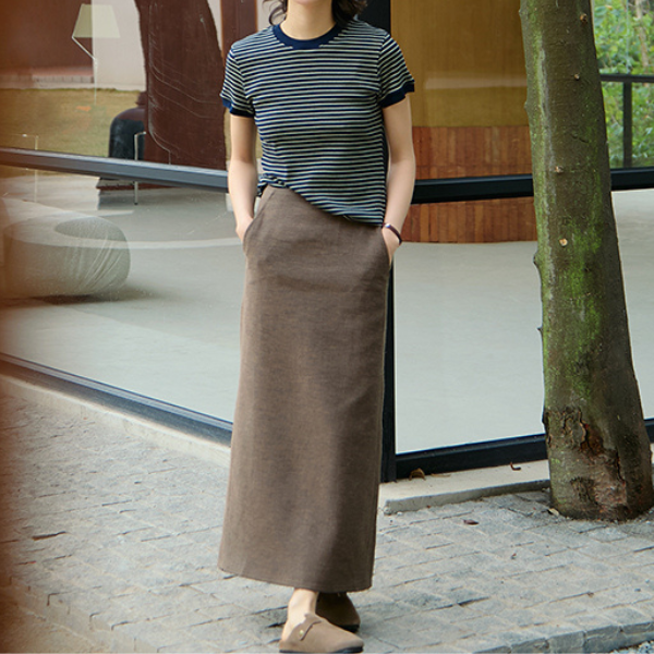 バックスリットコットンロングスカート Z00099