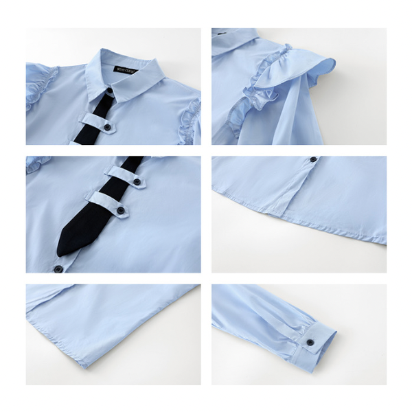 ショートネクタイフリルショルダーシャツ w-154