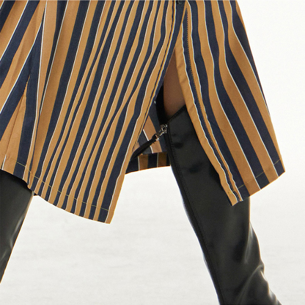 【2color】ストライプシャツワンピース X-349