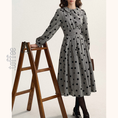 グレートップ＆ロングスカートのポルカドットセットアップ　Z00529
