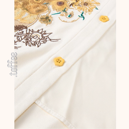 ひまわりの詩を纏うアップリケシャツ《Z01127》