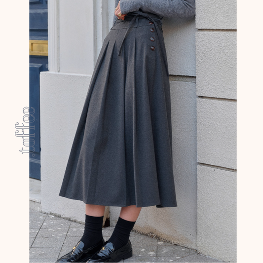 午後の街角とツイードプリーツスカート《Z01161》