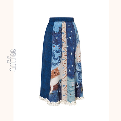 レトロプリント切替フレアスカート《Z01103》