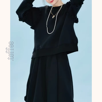 【2color】ティアード袖フリルの甘辛スウェット《Z01351》