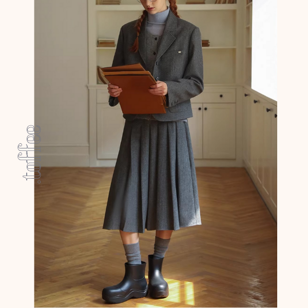 グレー×知的シルエットスーツジャケット《Z01320》