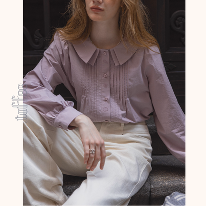 【2color】海辺の記憶を抱く二重襟ブラウス《Z01171》