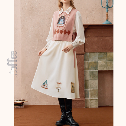 ヴィンテージ調プリントフレアスカート《Z01102》