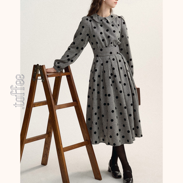 グレートップ＆ロングスカートのポルカドットセットアップ　Z00529
