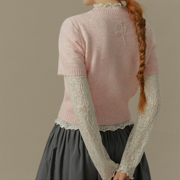 メッシュレースハーフハイネックトップ《Z00819》