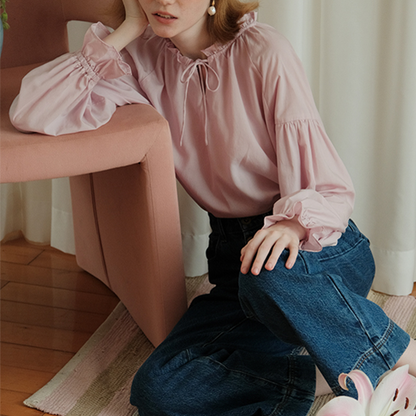 【2color】リボン＆フリルディテールブラウス　《Z00755》