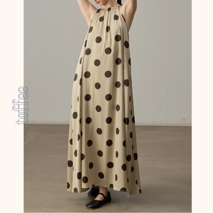 ドットと余白、午後のホルターネックワンピース《Z01119》