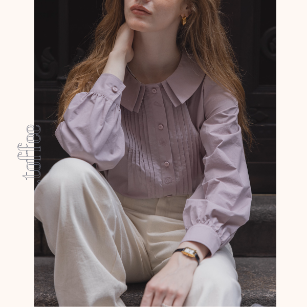 【2color】海辺の記憶を抱く二重襟ブラウス《Z01171》