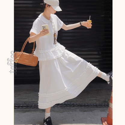 【2color】ギンガムチェック＆フリルセットアップ《Z01098》