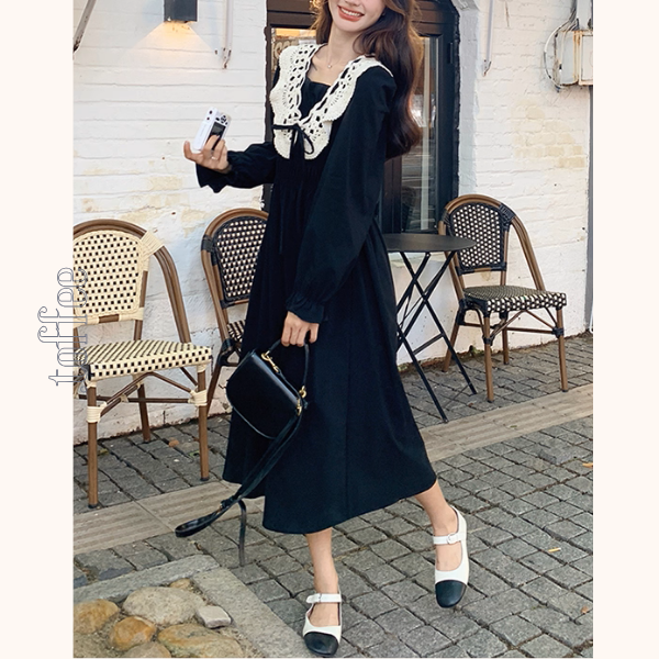 レース襟と歩く、午後の物語ワンピース《Z01154》