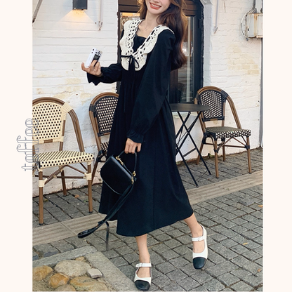 レース襟と歩く、午後の物語ワンピース《Z01154》