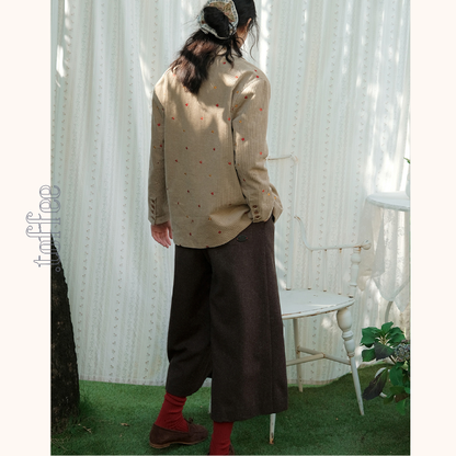 小花刺繍コーデュロイテーラードジャケット　《Z00708》