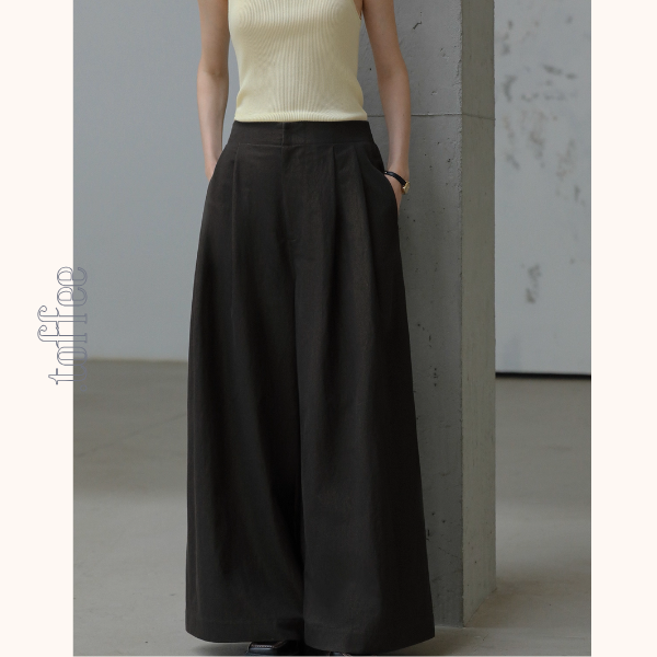 深みブラウンのシックワイドパンツ《Z01087》