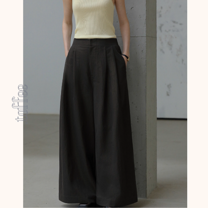 深みブラウンのシックワイドパンツ《Z01087》