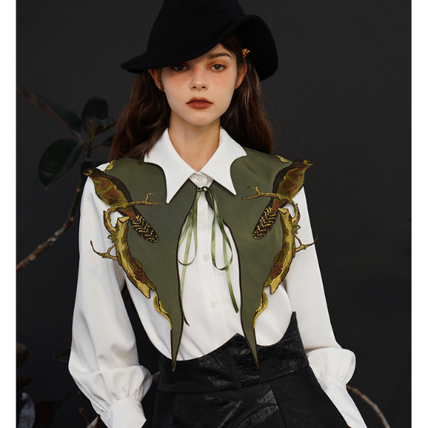 バードエンブロイダリーショール w-061