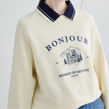 “BONJOUR”プリントスェットシャツ Z00087