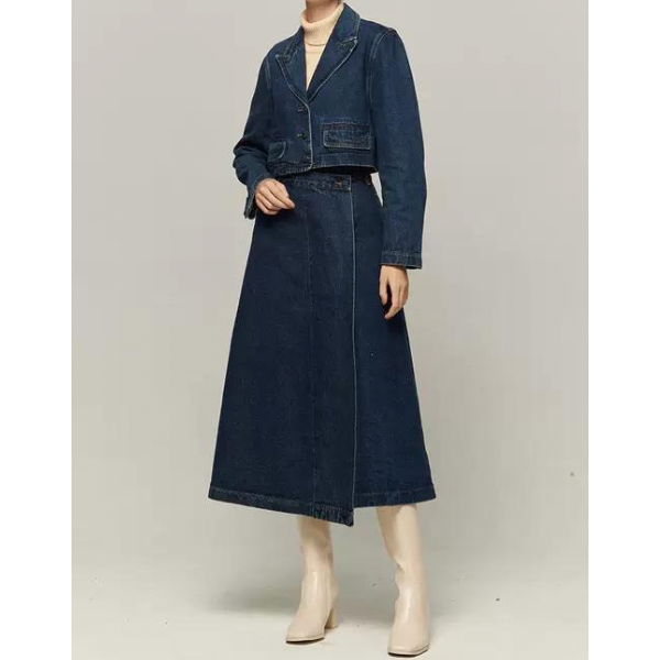 クロップドジャケットデニムセットアップ w-119