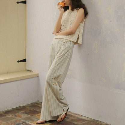 透かし編みノースリーブニットトップ Z00384