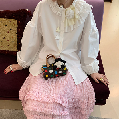 レース＆フラワーホワイトブラウス　Z00519