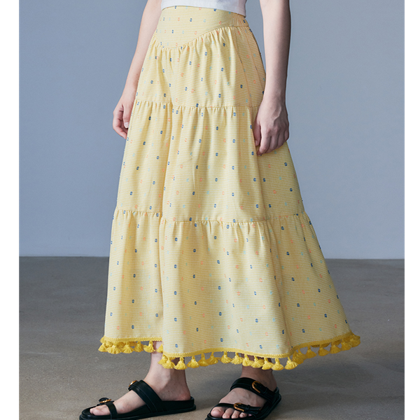 【2color】タッセル付きＡラインロングスカート　Z00331