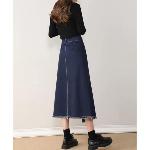 【２color】ボタンデザインナロースカート w-121