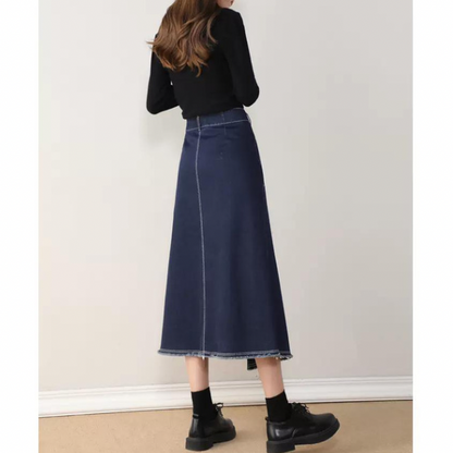 【２color】ボタンデザインナロースカート w-121