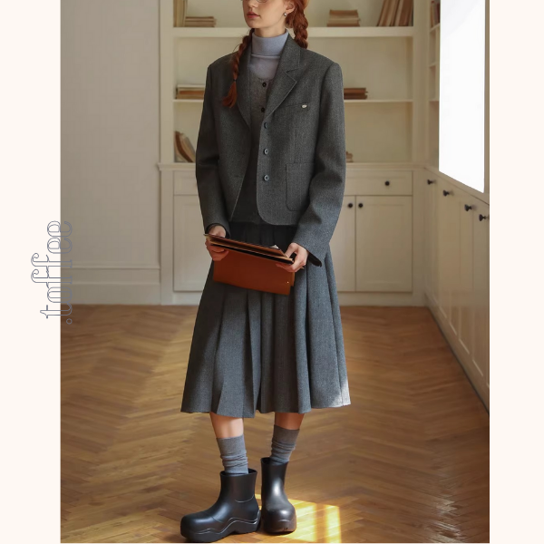 グレー×知的シルエットスーツジャケット《Z01320》