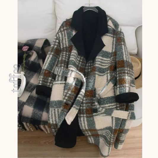 配色が映えるリバーシブルチェックコート《Z01340》